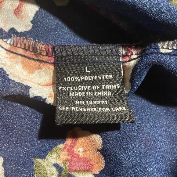 2/20 J for Justify Floral Blouse Zippers Buttons Elastic Waist 3/4 Sleeve Top - Picture 11 of 12